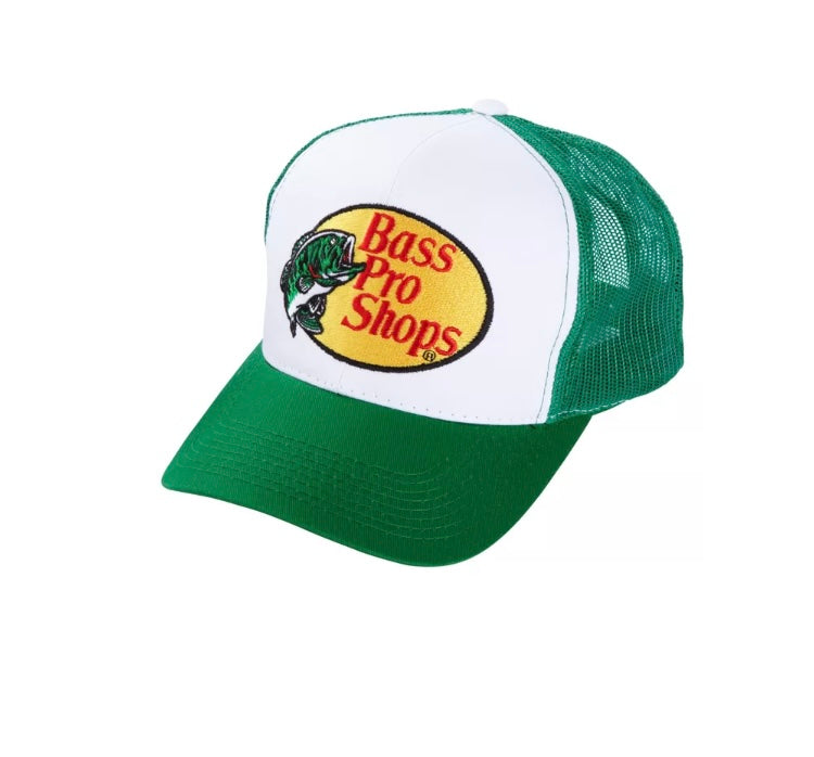 Vintage Original Bass Pro Shops Green Trucker Mesh Snapback Hat